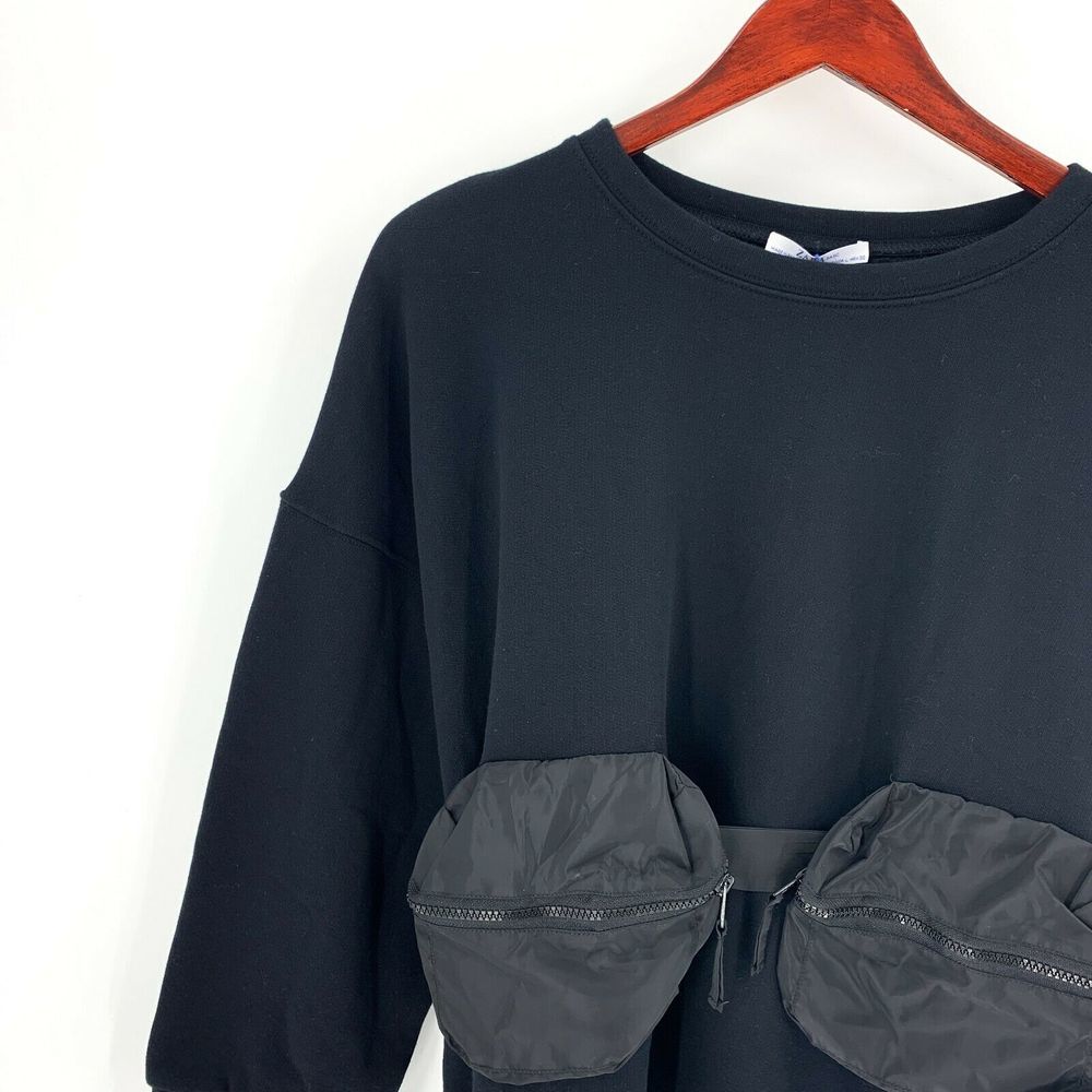 Zara Black Double Fanny Pack Long Sleeve Sweater - Picture 4 of 8